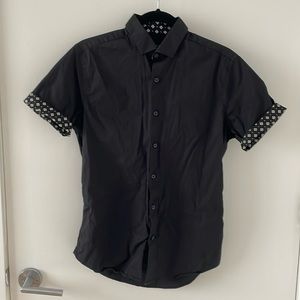 Topman Black Slim Fit Short Sleeve Button Down